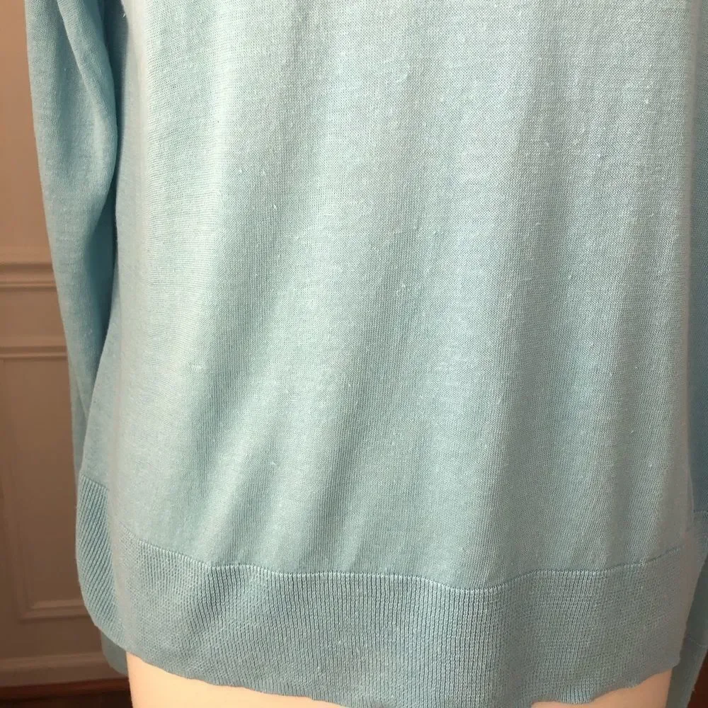 Nordstrom Signature Linen Blend Lightweight Sweater Lt Blue M